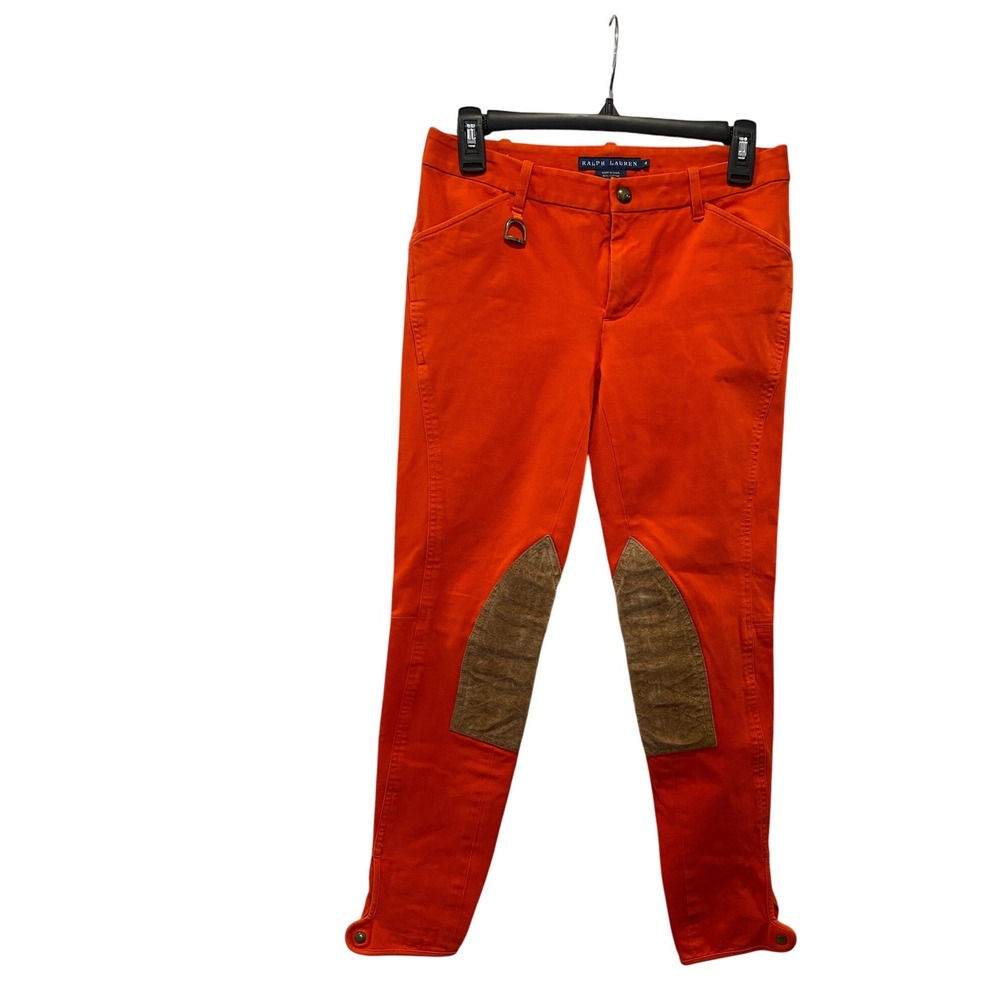 Ralph Lauren Riding Pants Size‎ 4 Orange Equestrian Jodhpurs Knee Patch Womens
